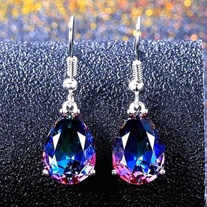 NWOT Luxorious Mystic Rainbow Topaz Silver Teardrop-Shaped Earrings.
